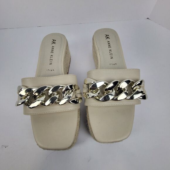 Anne Klein Nomad Chunky Chain Beige Platform Espadrille Size 8 M - Picture 13 of 15